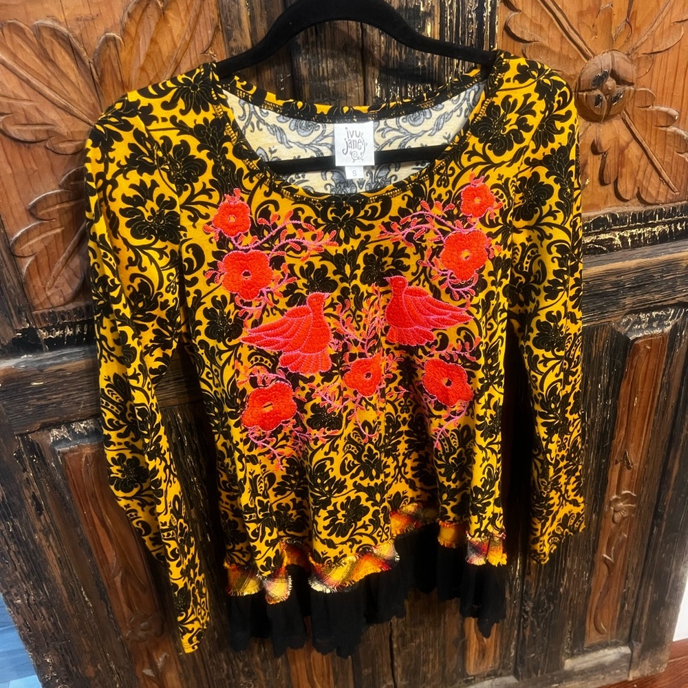 Ivy Jane Floral Long Sleeve Top - Yellow, Black, Red